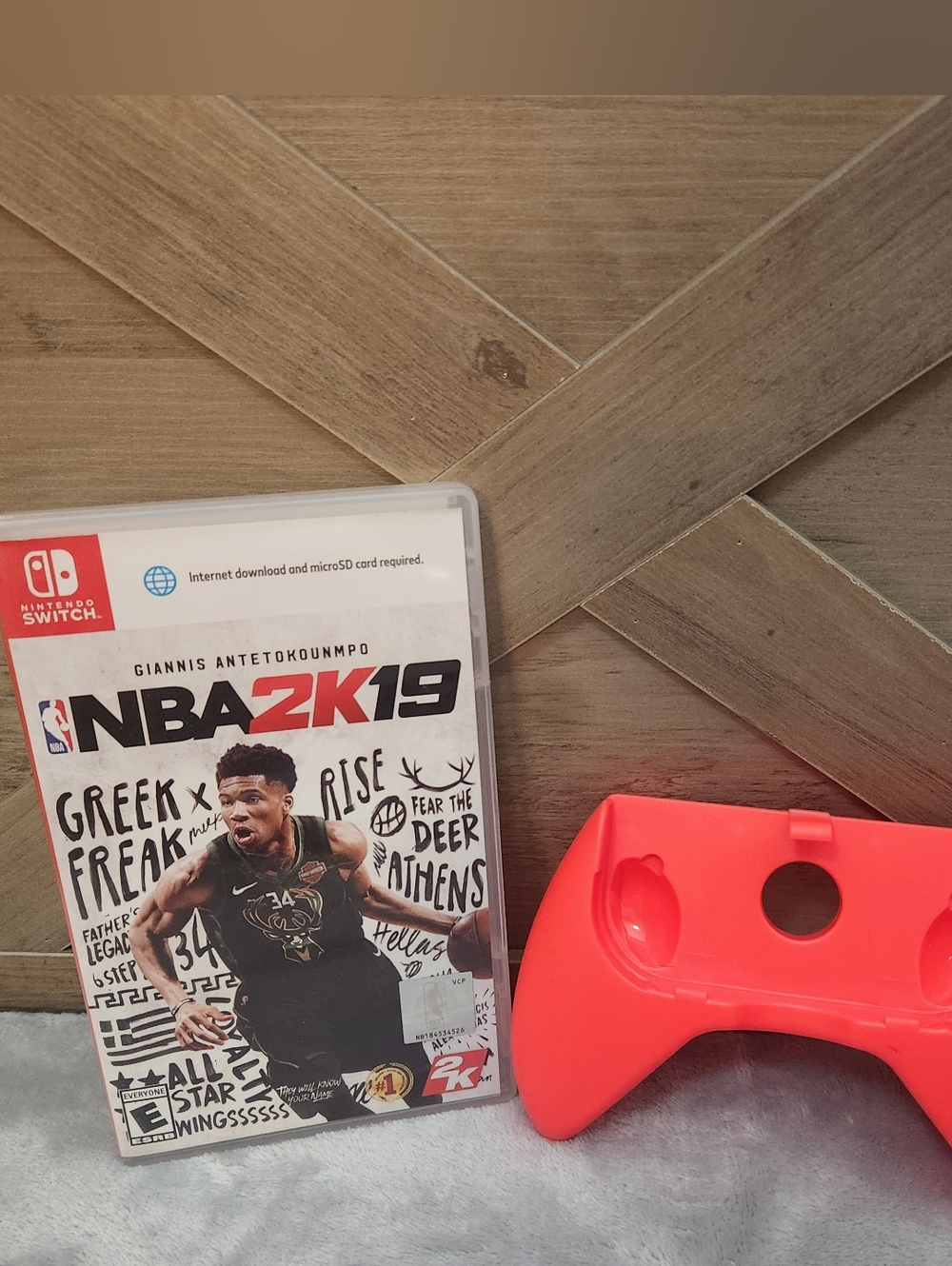 NBA 2K19 Nintendo Switch Game and Case with Red Joy-Con Controller Grip